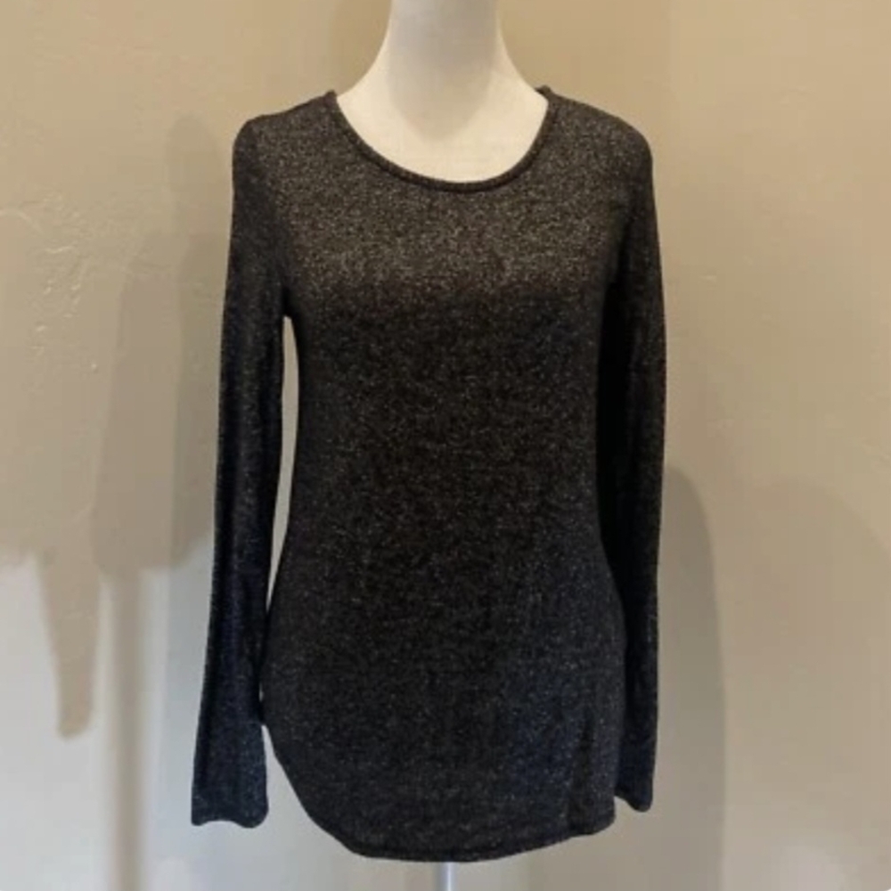 Old Navy Black & Gray Marled Long Sleeve Tunic Top NWOT Small Tall